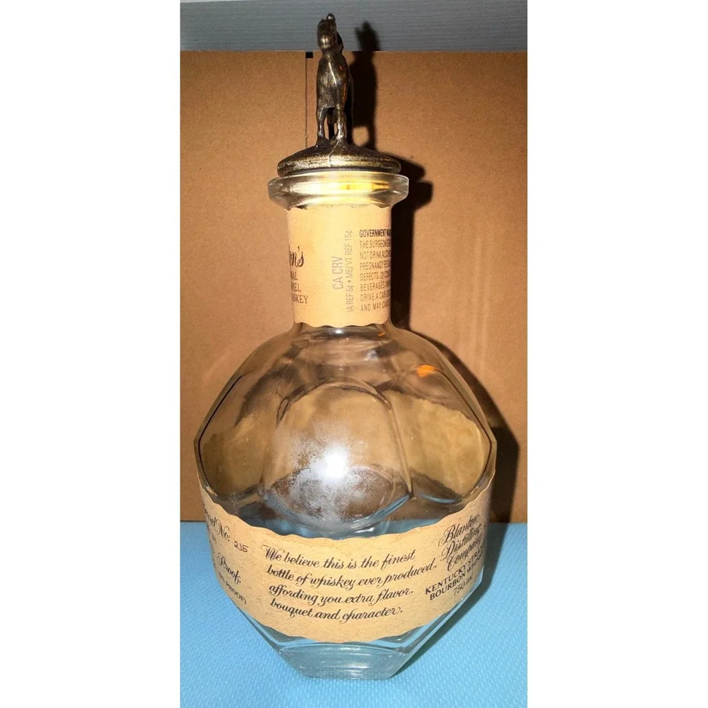 Blanton's Bourbon Empty Bottle 750ml Clear Excellent Horse Stopper Letter S